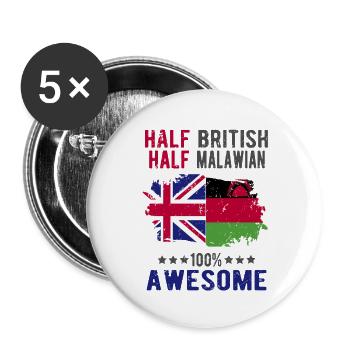 Half British Half Malawi - Buttons small 1''/25 mm (5-pack) - white - Front