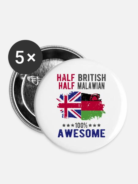 Halb Brite Halb Malawi - Buttons klein 25 mm (5er Pack) - Weiß