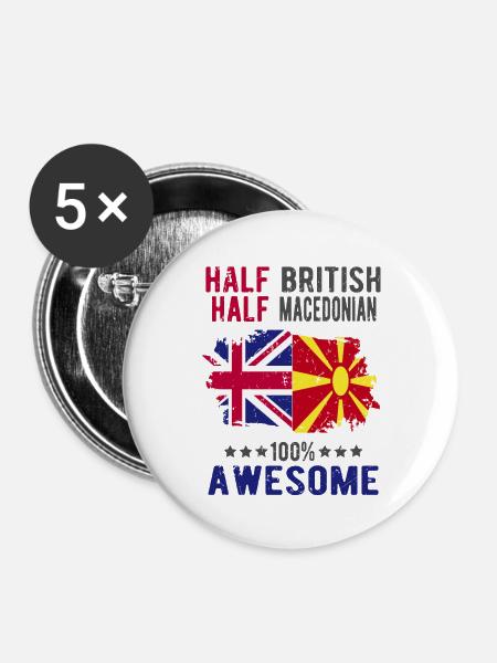 Halb Brite Halb Makedonier - Buttons klein 25 mm (5er Pack) - Weiß