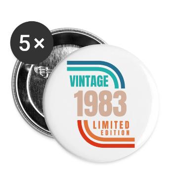 Jahrgang 1983 limitierte Auflage - Buttons klein 25 mm (5er Pack) - Weiß - Vorne