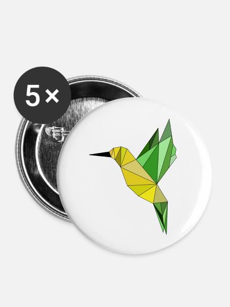 Kolibri geometrisch - Buttons klein 25 mm (5er Pack) - Weiß
