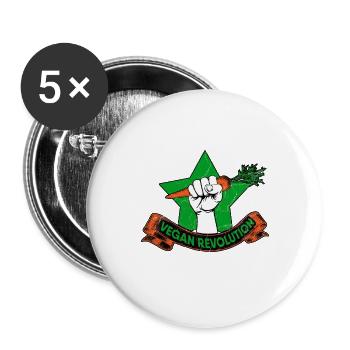 Vegan Revolution Plant Vegetarian Diet Veganism - Buttons klein 25 mm (5er Pack) - Weiß - Vorne