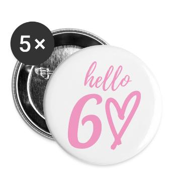 hello 60. 60th birthday - Buttons small 1''/25 mm (5-pack) - white - Front