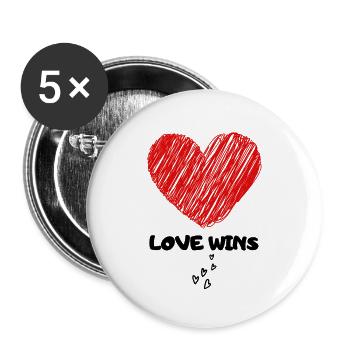 L’AMOUR GAGNE - Lot de 5 petits badges (25 mm) - blanc - Devant