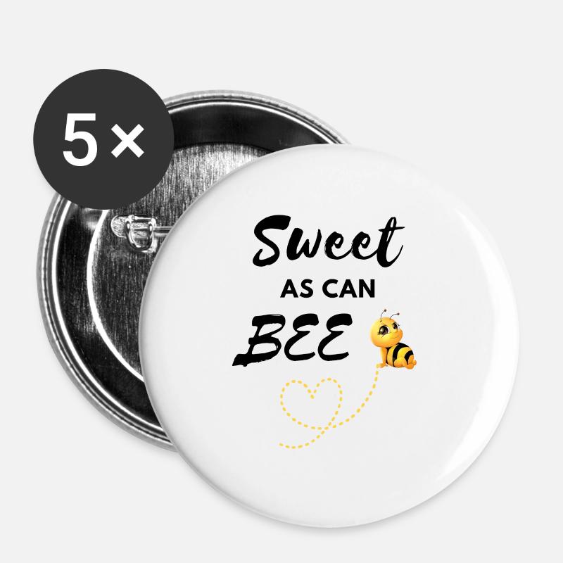 Doux comme peut BEE - Lot de 5 petits badges (25 mm) - blanc