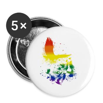 tauben,vögel,vogelschwarm,adler,graffiti,LGBT - Buttons klein 25 mm (5er Pack) - Weiß - Vorne