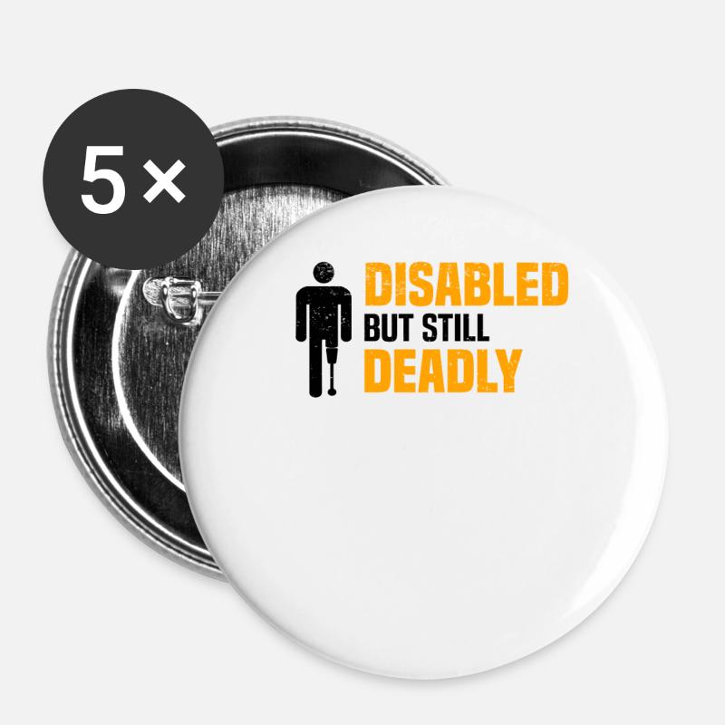 Amputiert Invalide Prothese Handicap Rollstuhl - Buttons klein 25 mm (5er Pack) - Weiß