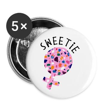 Süß Statement Nachspeise Süßigkeiten Lecker - Buttons klein 25 mm (5er Pack) - Weiß - Vorne