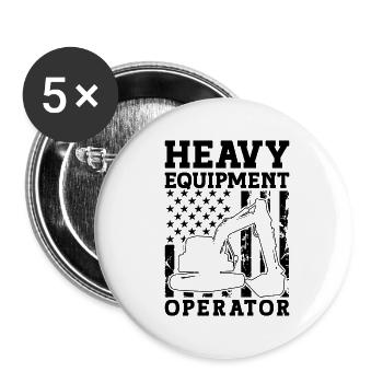 Bagger Baggerfahrer Bauarbeiter Geschenkidee - Buttons klein 25 mm (5er Pack) - Weiß - Vorne