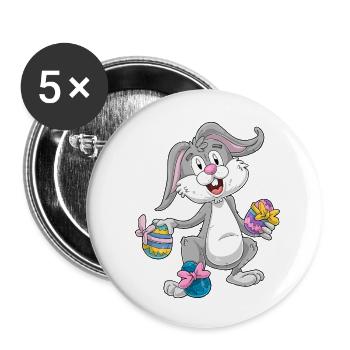 Osterhase - Buttons klein 25 mm (5er Pack) - Weiß - Vorne
