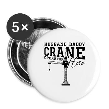 Kranführer Kranfahrer Bauarbeiter Bau Geschenkidee - Buttons klein 25 mm (5er Pack) - Weiß - Vorne