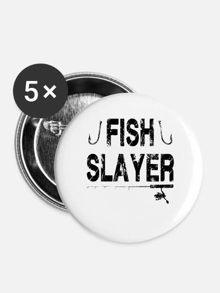 Fischtöter - Buttons klein 25 mm (5er Pack) - Weiß