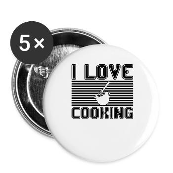 I love cooking - Buttons klein 25 mm (5er Pack) - Weiß - Vorne