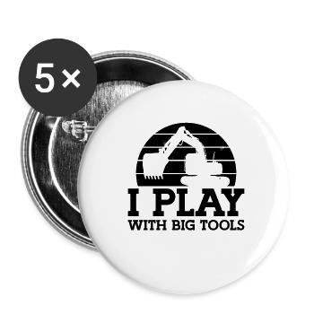 Bauarbeiter Baggern Baggerfahrer Geschenkidee - Buttons klein 25 mm (5er Pack) - Weiß - Vorne