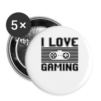 I love gaming - Buttons small 1''/25 mm (5-pack) - white - Front