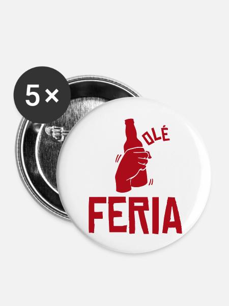 Feria Humor Alkohol - Buttons klein 25 mm (5er Pack) - Weiß