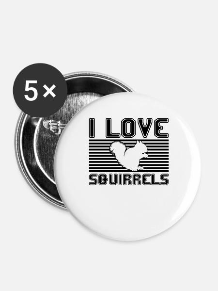I love squirrels - Buttons klein 25 mm (5er Pack) - Weiß