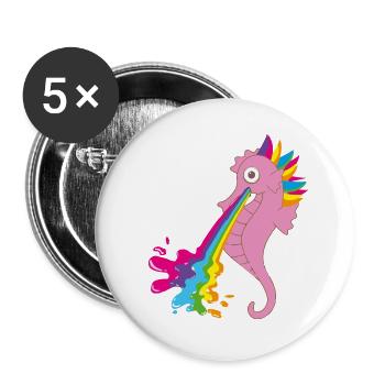 seepferdchen,bunt,regenbogen,rosa - Buttons klein 25 mm (5er Pack) - Weiß - Vorne
