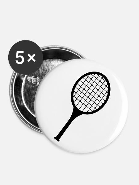 Badmintonschläger-Logo - Buttons klein 25 mm (5er Pack) - Weiß