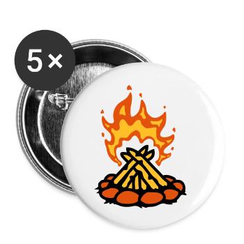 Feu primitif feu de camp camping - Lot de 5 petits badges (25 mm) - blanc - Devant