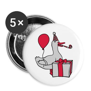 Birthday Party Celebrate Goose - Buttons small 1''/25 mm (5-pack) - white - Front
