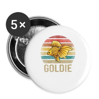 Gold Fish Goldie Goldfish Retro Sunset - Buttons klein 25 mm (5er Pack) - Weiß - Vorne