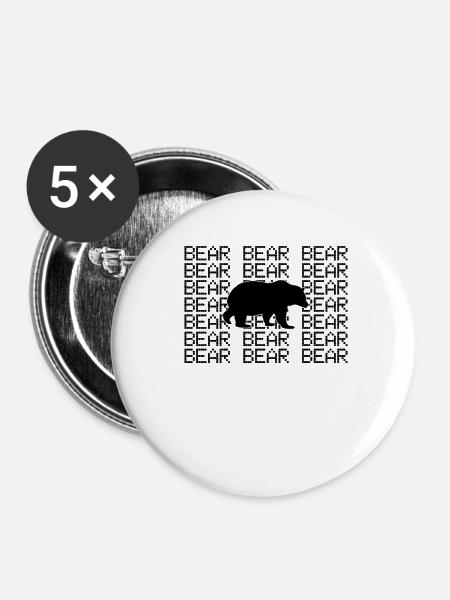 Bär - Buttons klein 25 mm (5er Pack) - Weiß