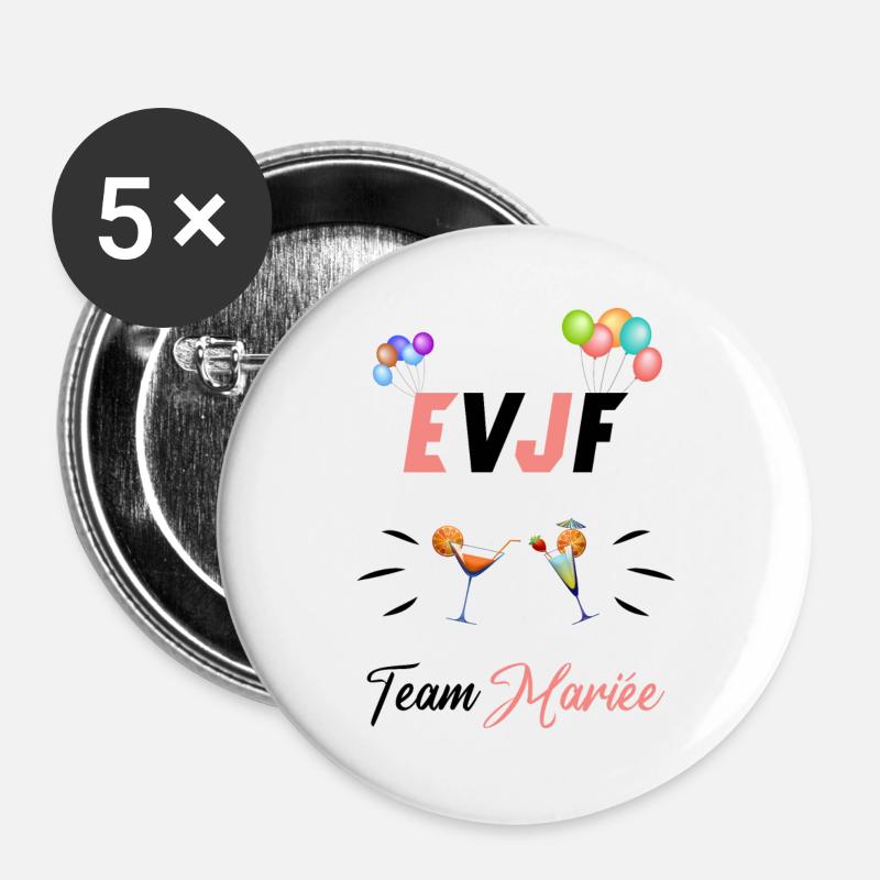 EVJF - Mariage - Lot de 5 petits badges (25 mm) - blanc