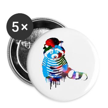 raton laveur, coloré, pantomime, graffiti - Lot de 5 petits badges (25 mm) - blanc - Devant