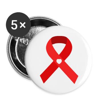Welt-AIDS-Tag Schleife - Gemeinsam sind wir stark! - Buttons klein 25 mm (5er Pack) - Weiß - Vorne