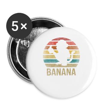 Monkey Eating Banana Dinner Retro Sunset - Buttons small 1''/25 mm (5-pack) - white - Front