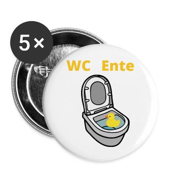WC Ente - Buttons klein 25 mm (5er Pack) - Weiß - Vorne