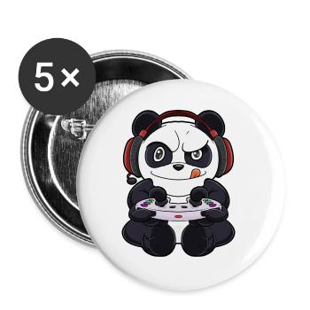 Panda With Gaming Controller I Funny Gaming I - Buttons klein 25 mm (5er Pack) - Weiß - Vorne