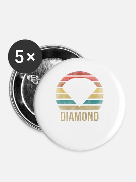 Ruby Gemstone Retro Sunset - Buttons klein 25 mm (5er Pack) - Weiß