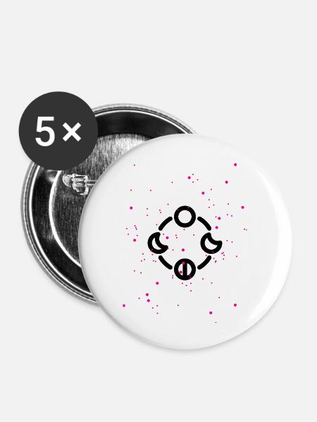 Mondphasen - Buttons klein 25 mm (5er Pack) - Weiß