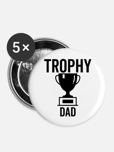 Trophäe Papa - Buttons klein 25 mm (5er Pack) - Weiß