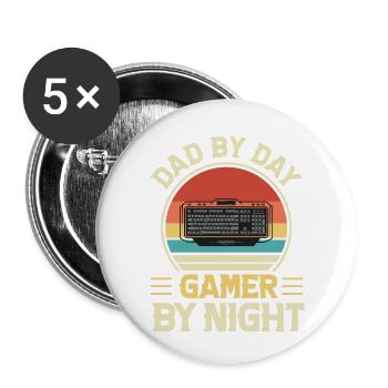 Gamer papa de nuit Papa Zocken Gaming - Lot de 5 petits badges (25 mm) - blanc - Devant