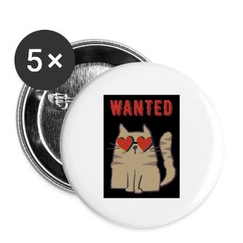 -wanted- (gray cat) - Buttons klein 25 mm (5er Pack) - Weiß - Vorne