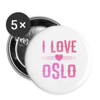 I Love Oslo - Buttons klein 25 mm (5er Pack) - Weiß - Vorne