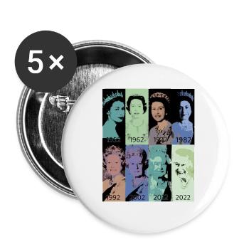 Queen II - Elizabeth England - Queen of England, - Buttons klein 25 mm (5er Pack) - Weiß - Vorne