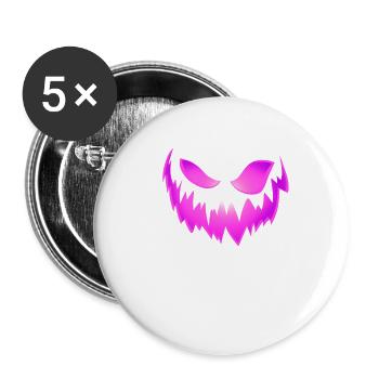 Tête de citrouille rose d’Halloween - Lot de 5 petits badges (25 mm) - blanc - Devant