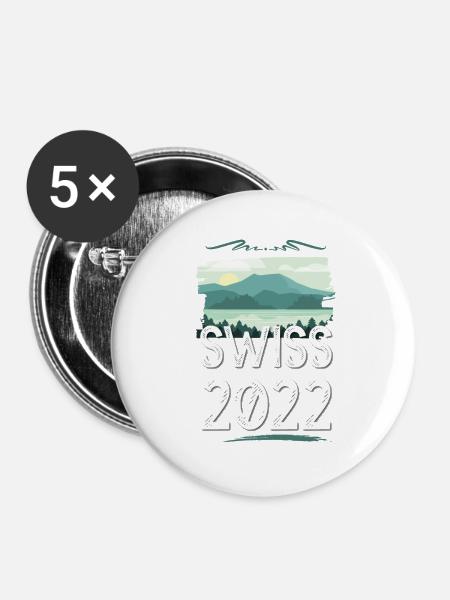 Swiss 2022 - Buttons klein 25 mm (5er Pack) - Weiß