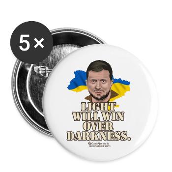 Zelensky T-Shirt Design Quote Light Darkness - Buttons small 1''/25 mm (5-pack) - white - Front