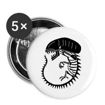 Schwarzes außerirdisches Monsterskelett - Buttons klein 25 mm (5er Pack) - Weiß - Vorne