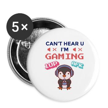 Pingouin de jeu - Lot de 5 petits badges (25 mm) - blanc - Devant