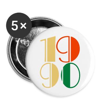 Année de naissance 1990 Style rétro - Lot de 5 petits badges (25 mm) - blanc - Devant