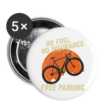 Fahrrad - kostenlos parken - Buttons klein 25 mm (5er Pack) - Weiß - Vorne