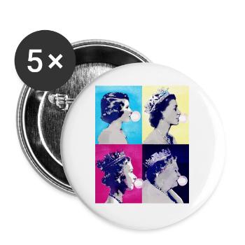 dQueen II -Elizabeth England Queen,Kaugummi,pop-ar - Buttons klein 25 mm (5er Pack) - Weiß - Vorne