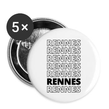 Rennes – Fiers d'être rennais - rouge - Lot de 5 petits badges (25 mm) - blanc - Devant