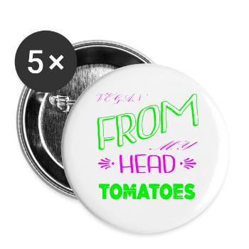 plante terre présente idée repas végétalien fruit - Lot de 5 petits badges (25 mm) - blanc - Devant